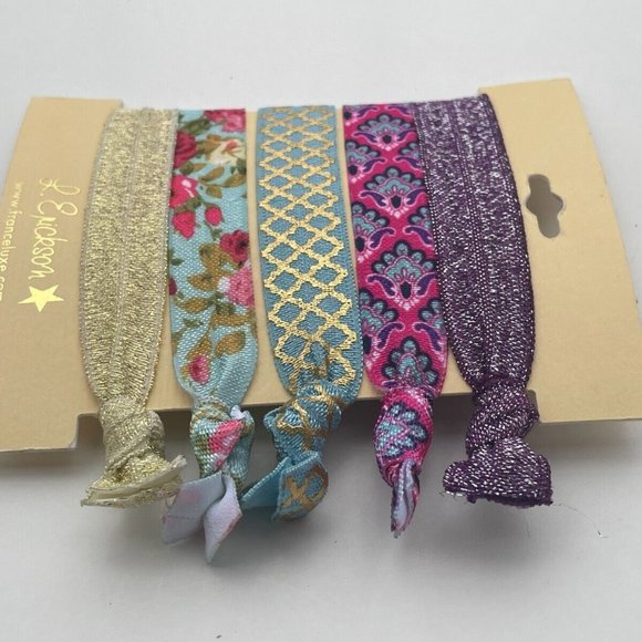 France Luxe L.Erickson Women Hair Ties Set of 5 Hair Pony Multi color Pony Tails - Picture 1 of 8